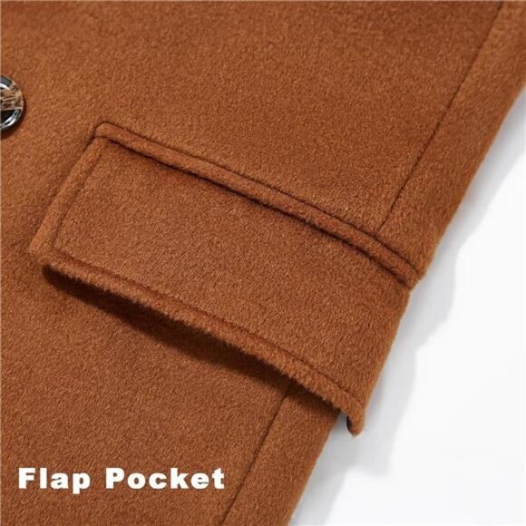 Men's Luxury Full Length Trench Coat Long Wool Overcoat Winter Windbreaker - Picture 7 of 8